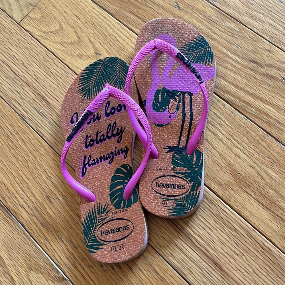 Girls Glitter Flamingo Havaianas